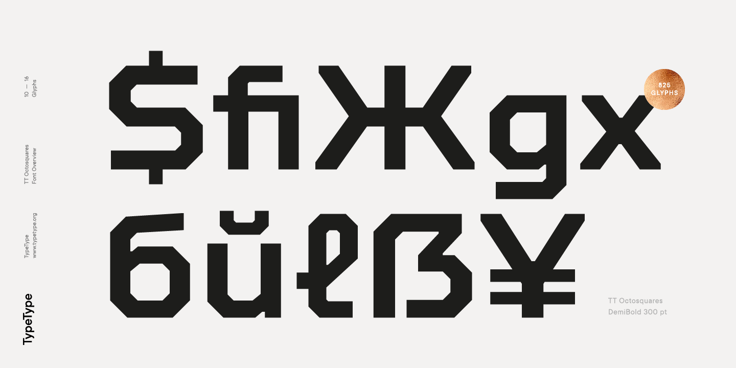 TT Octosquares Compressed Extra Light Italic Font preview